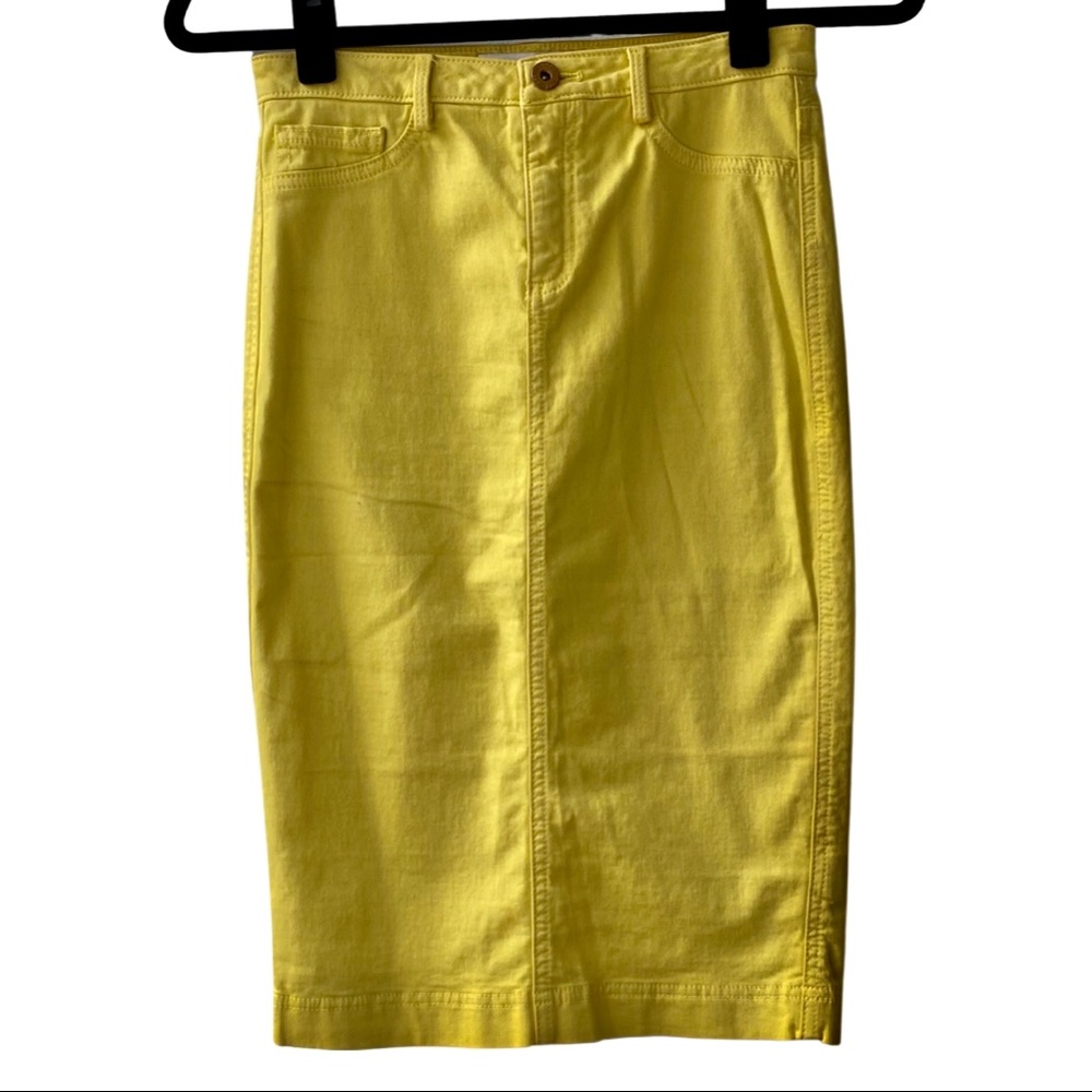 Robert Rodriguez Yellow Denim Midi Pencil Skirt